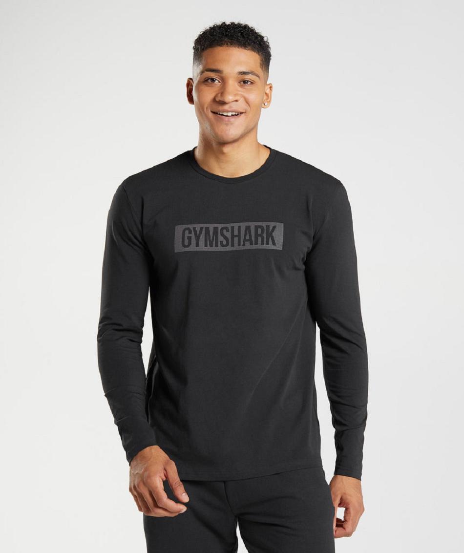 Gymshark Block Muške Dugi Rukav Crne | HR 2668SGL